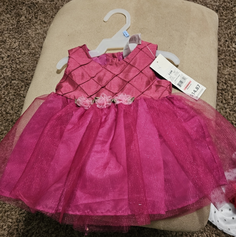 Pink 3-6 baby girl dress with underwear